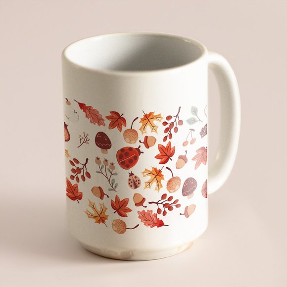 Autumn Ladybugs Coffee Mug. Thanksgiving Coffee Cup. Fall 15oz Ceramic Mug. - Picture 4 of 5
